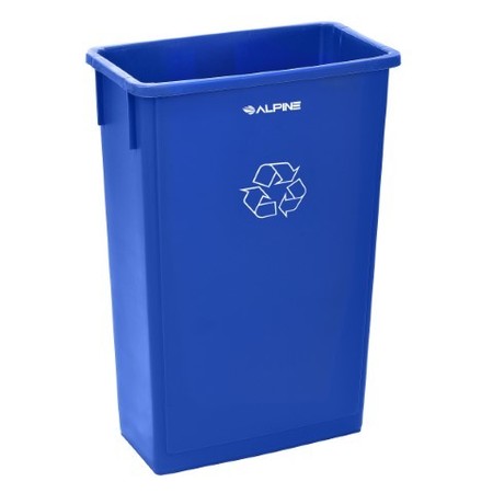 ALPINE INDUSTRIES 23 Gallon Blue Slim Recycle Bin ALP477-R-BLU 